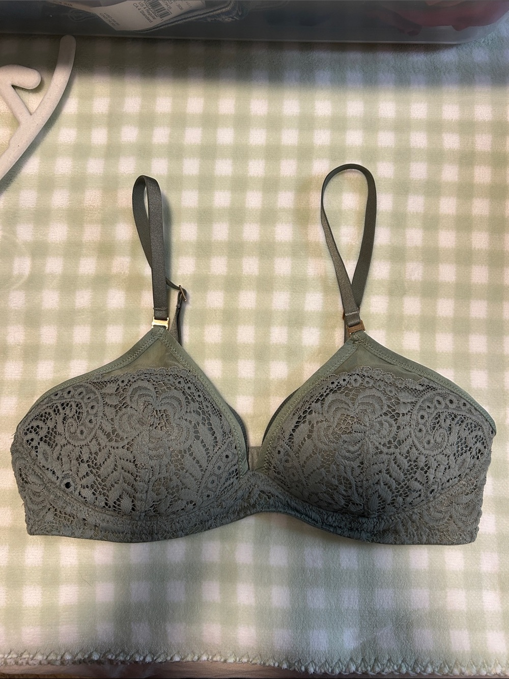 Aerie Green Lace Trim Wireless Bra - 34C